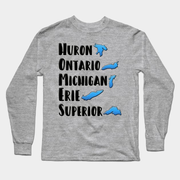 Great Lakes HOMES with Lake Outlines Long Sleeve T-Shirt by gorff